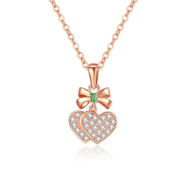 Hainon Ferris Wheel New Product S925 Wholesale Silver Jewelry Double Heart Christmas Necklace Niche jewelry 1