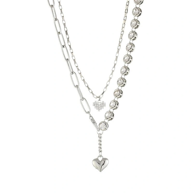 Hainon Personality hip hop love clavicle chain stacking trend necklace temperament diamond pendant accessories 1