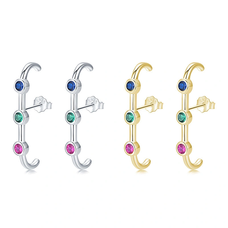 Hainon 2021 hot new s925 sterling silver personalized color earrings for ladies Gift card flannel bag set 1