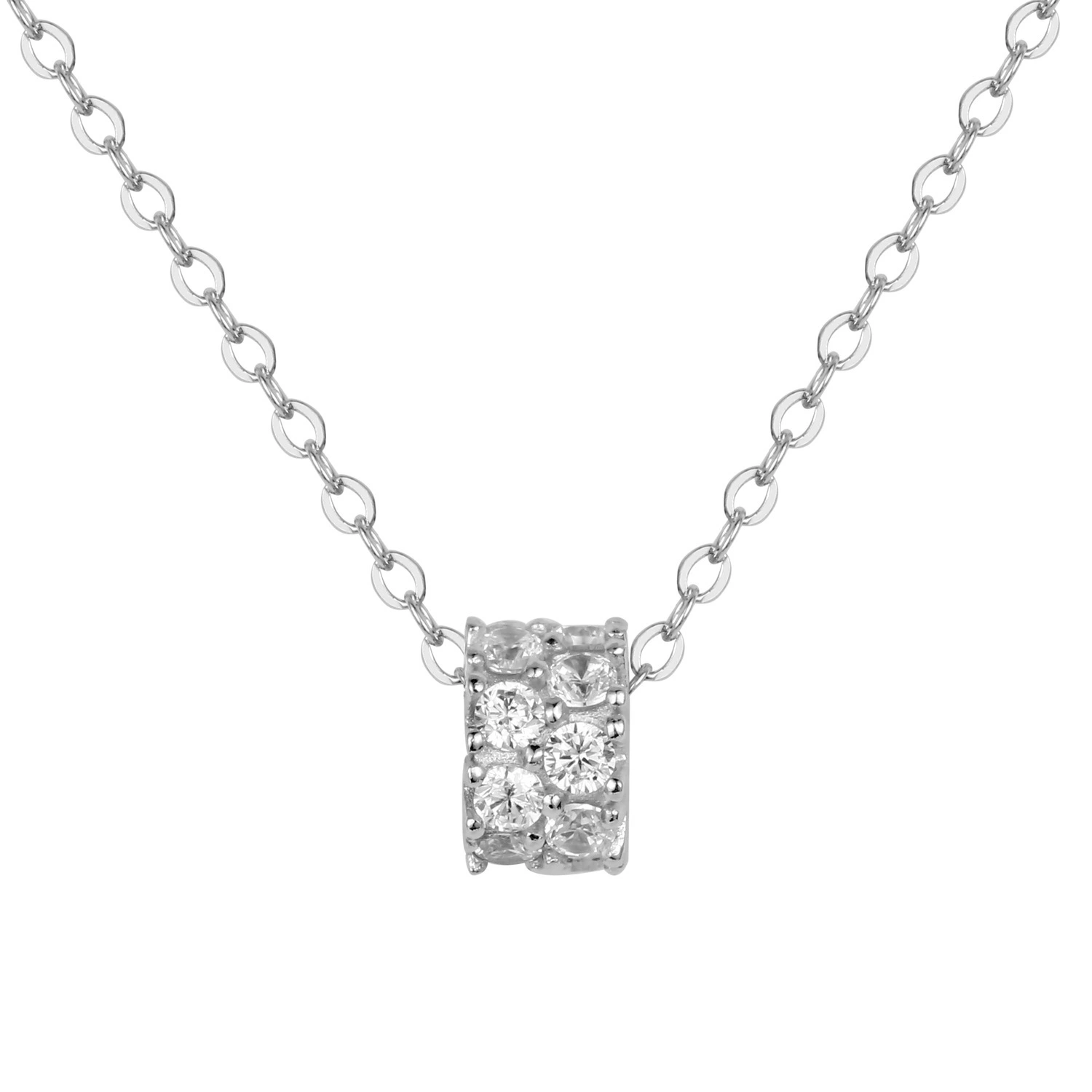 Hainon fashion S925 pure silver micro inlaid zircon necklace geometric clavicle chain sweet wholesale 1