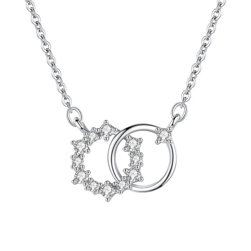 Hainon 925 sterling silver necklace two Circle white gold plating romantic Anniversary gifts necklace 2022 1