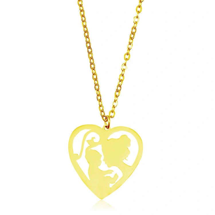 Hainon Mom And Child Necklace For Mom Heart Necklace Pendant Stainless Steel Necklace Wholesale Supplier 1