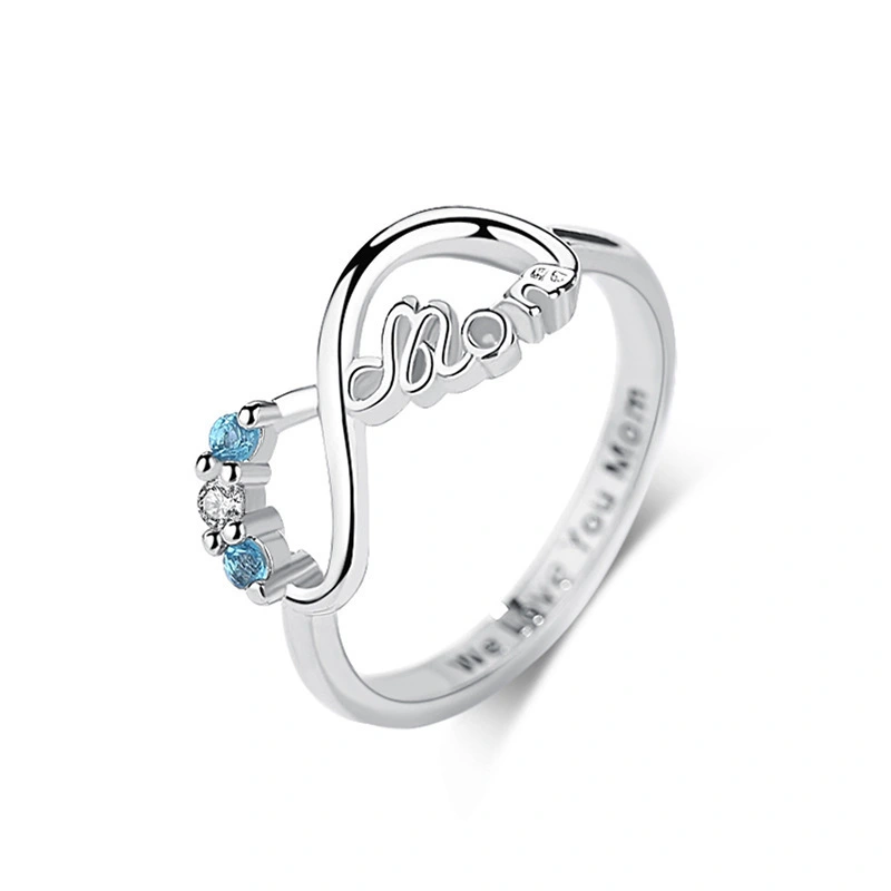 hainon Accessories figure 8 rings inverted heart mother letters mom micro set brass ring female jewelry wholesale 1