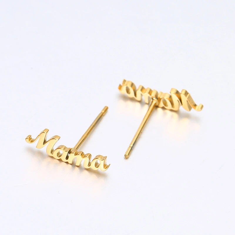 Hainon fashion 2021 wholesale stainless steel mama Letter Earrings stud Earrings jewelry for mother women 1