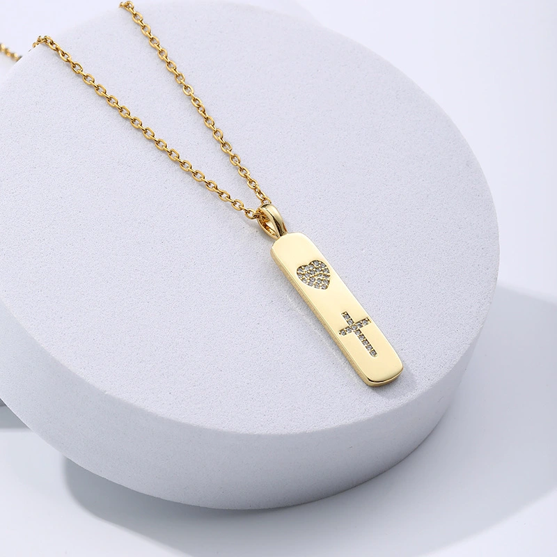 Hainon fashion necklace 2021 trendy Gold Plated Chain Necklace Simple Cute Letter zircon Pendant Choker Necklace 1