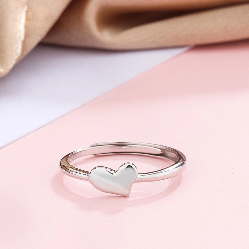 Hainon s925 plain silver ring female small fresh love open ring simple heart-shaped ring explosive accessories 1