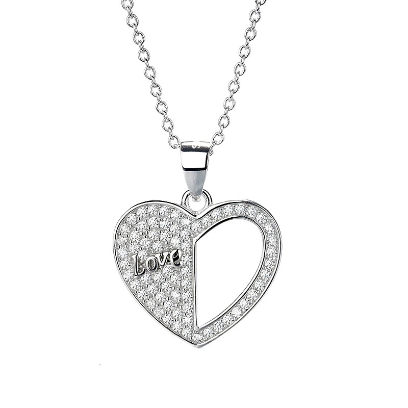 Hainon s925 sterling silver necklace heart love pendant wild clavicle love necklace temperament ladies jewelry 1