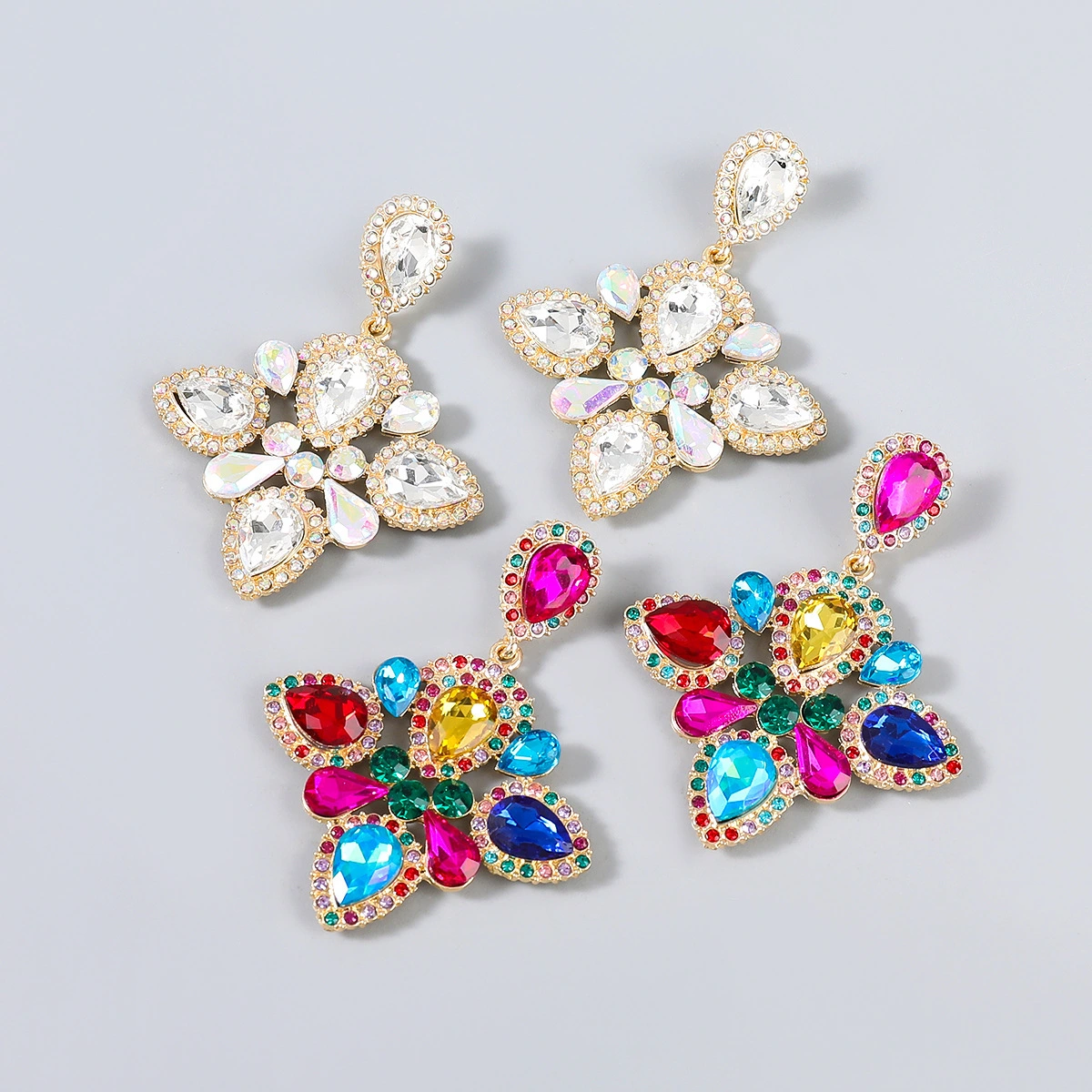 Hainon fashion Personality trend alloy diamond rhinestone water drop earrings women's party earrings 1