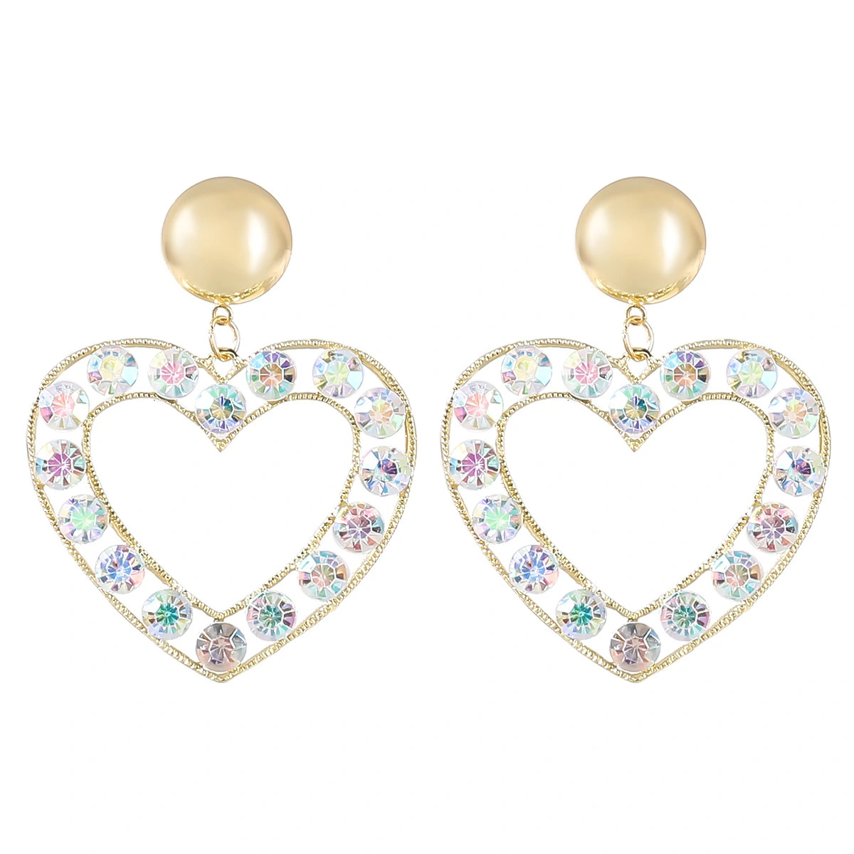Hainon European and American creative love alloy zircon earrings personality simple ear jewelry 1