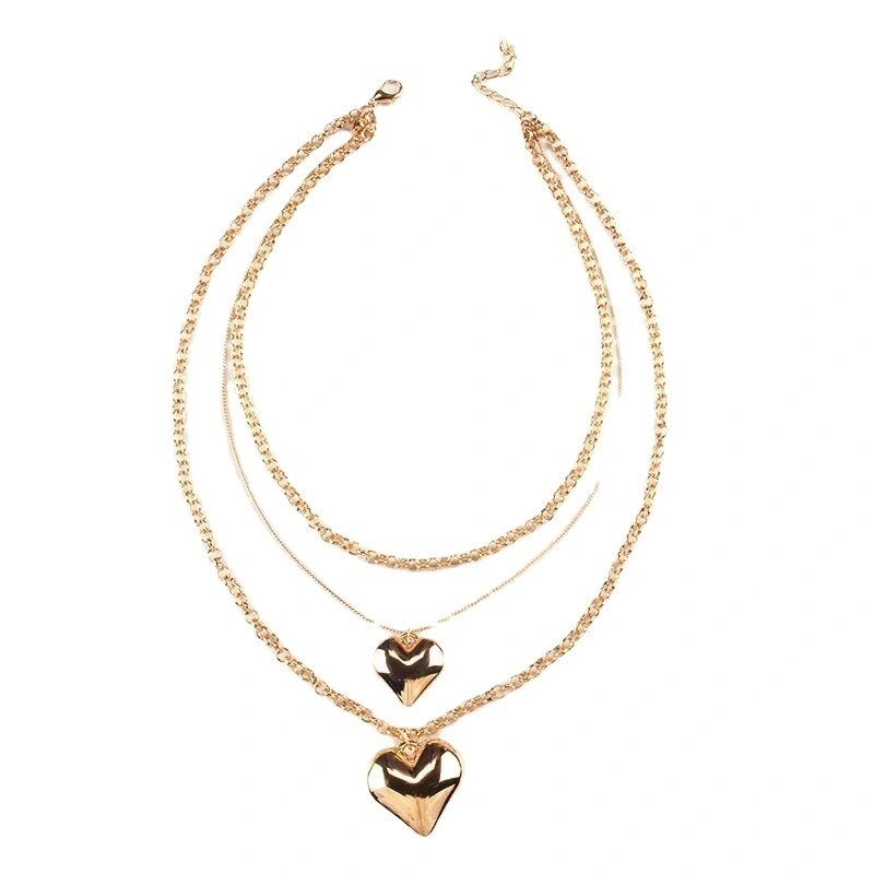 Hainon New jewelry love multilayer necklace personality creative fashion item decoration heart clavicle chain 1