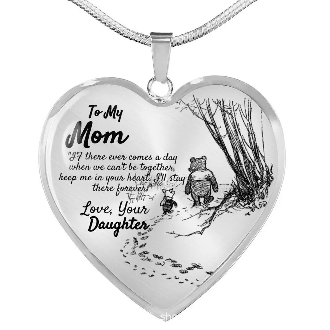 Hainon New fashion To My Daughter Snake Chain Love Heart Pendant Necklace jewelry for girl wholesale 1