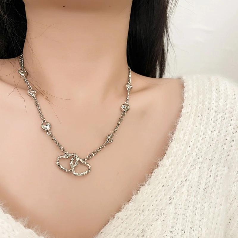 Hainon Love zircon necklace female niche design clavicle chain neck chain trend necklace jewelry for girl 1