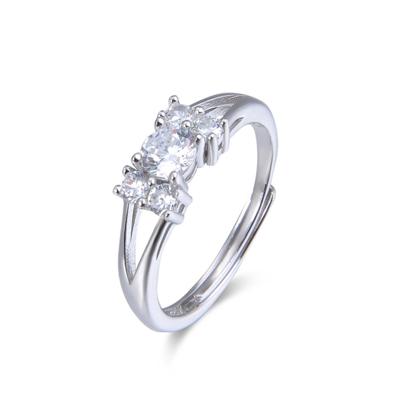 Hainon Hot sale explosive product zircon s925 silver ring retractable adjustable big ring Gift card flannel bag set 1