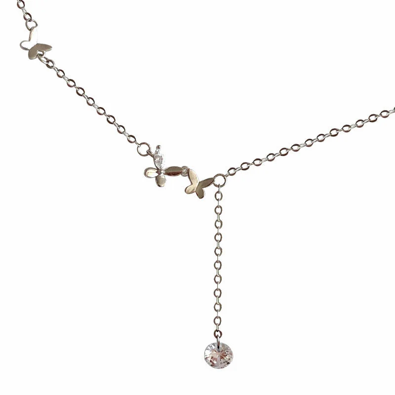 Hainon S925 sterling silver butterfly necklace design niche female clavicle chain female wholesale fashion 1