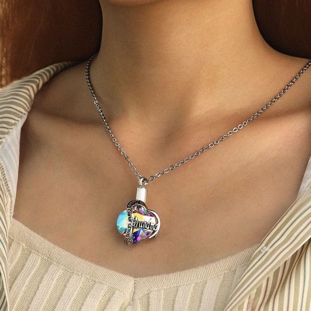 Hainon Personalized Pet Gifts Custom heart crystal Cremation Urn Necklace for Ashes Jewelry Memorial Pendant Forever in My Heart 1