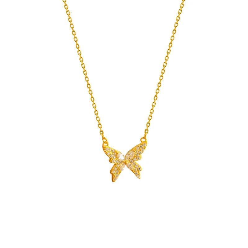 Hainon Butterfly Necklace Niche Design Exquisite Necklace Feminine S925 Sterling Silver Clavicle Chain 2021 New 1
