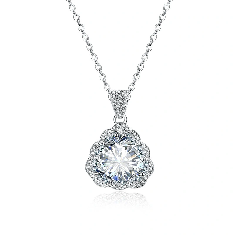 Hainon Classic women necklace jewelry Pink white yellow blue Triangle zircon crystal Stainless steel necklace Gift 1