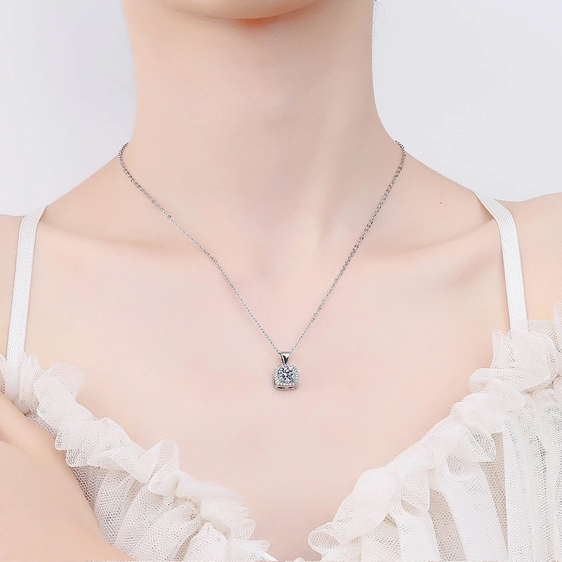 Hainon Classic style women necklace jewelry 9.5mm square zircon crystal necklace Romantic Gift 1