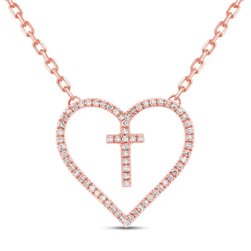 Hainon new design  brass pendant necklace women heart with cross customized necklace 2022 creative jewelry 1