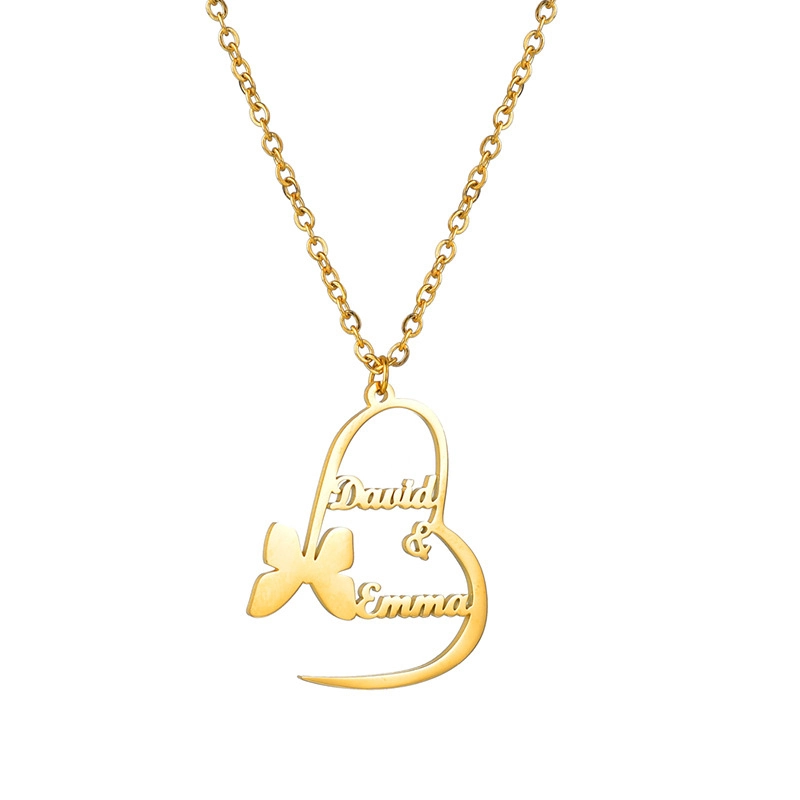 Hainon New style stainless steel letter ladies necklace English name love butterfly pendant necklace jewelry 1