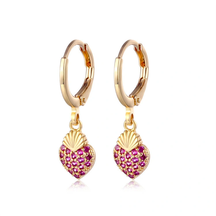 Hainon Full Diamond Strawberry Zircon Earrings Cute and Small Pendant red purple Zircon Earrings 1