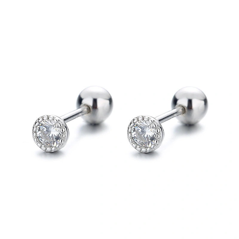 Hainon 925 silver drop earrings women Romantic 4mm white green zircon round jewelry earings 2021 wholesale 1