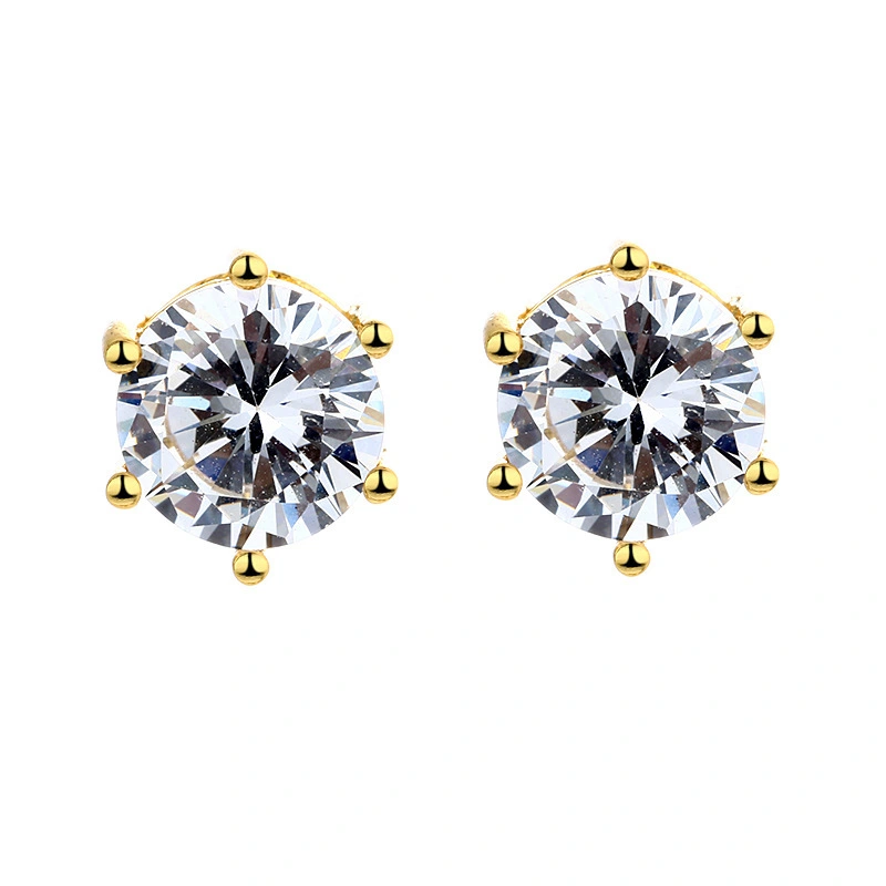 Hainon 925 silver stud earrings for women Romantic 4mm 6mm round white zircon earrings jewelry wholesale 1