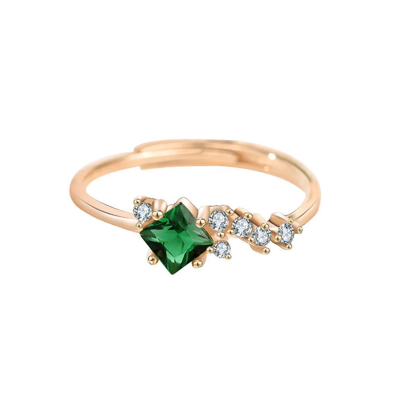 Hainon 925 silver material women rings thin green zircon Micro-inlaid silver rings wedding jewelry 1