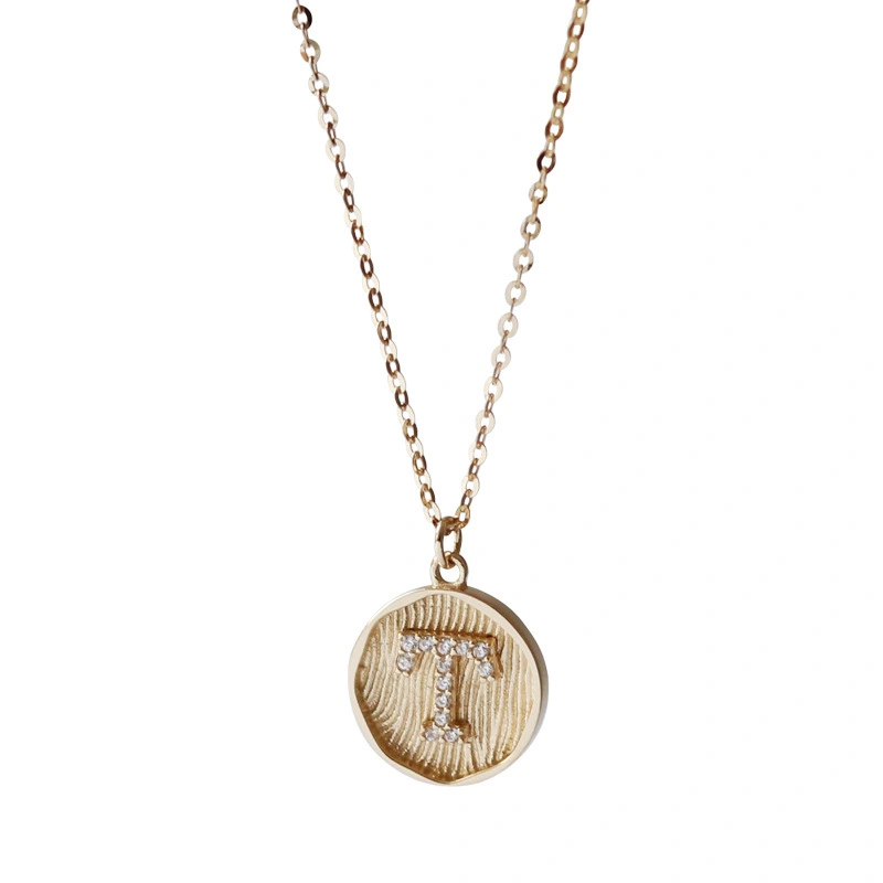 Hainon S925 sterling silver double layer medal inlaid with full diamond T pendant fashion clavicle chain female 1