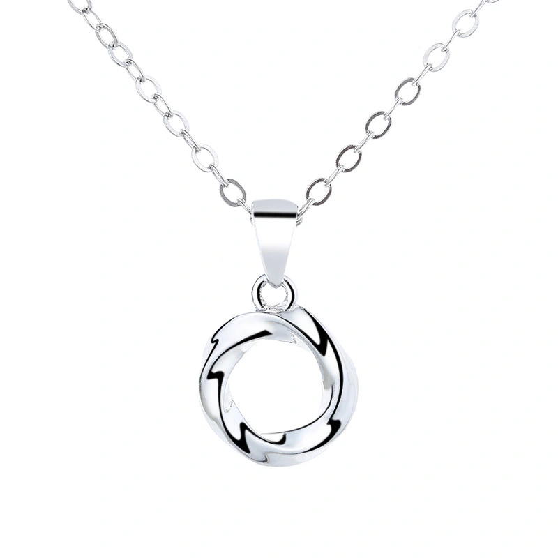 Hainon wholesale S925 Sterling Silver Dainty Simple Circle Pendant Eternity Necklace round necklace jewelry 1