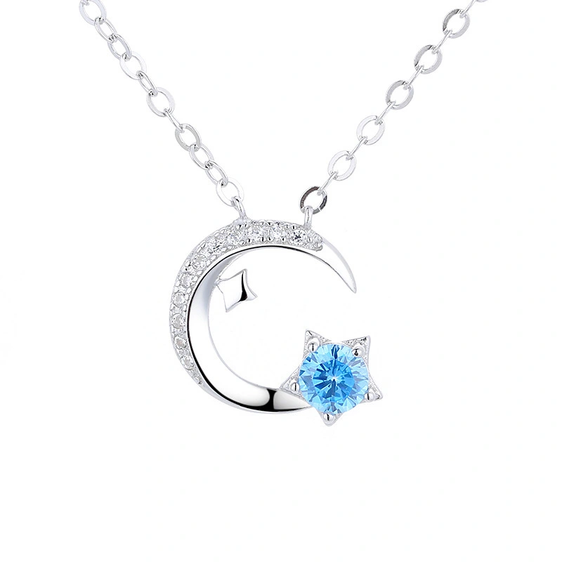 Hainon wholesale dainty fashion 2021 Sterling Silver Moon and Sun Pendant Necklace Unisex Jewelry Gifts 1