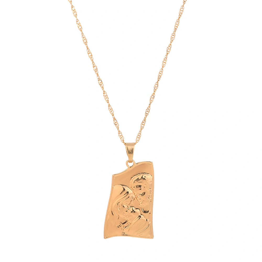 Hainon Figure pattern geometric Pendant Necklace 18K gold plating alloy jewelry 2022 1