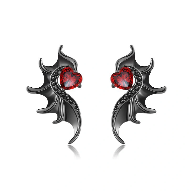 Hainon Copper material Dark Evil stud earrings Black and White heart zircon women earring fashion jewelry 2022 1