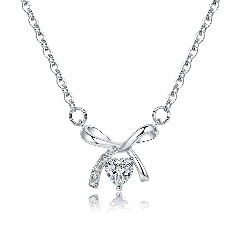 Hainon 2020 Simple butterfly necklace women silver color Sweet necklace wholesale brass material 1