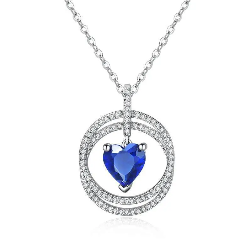 Hainon jewelry necklace Creative blue heart beat Sweet Pendant Necklace for women Spot wholesale 1