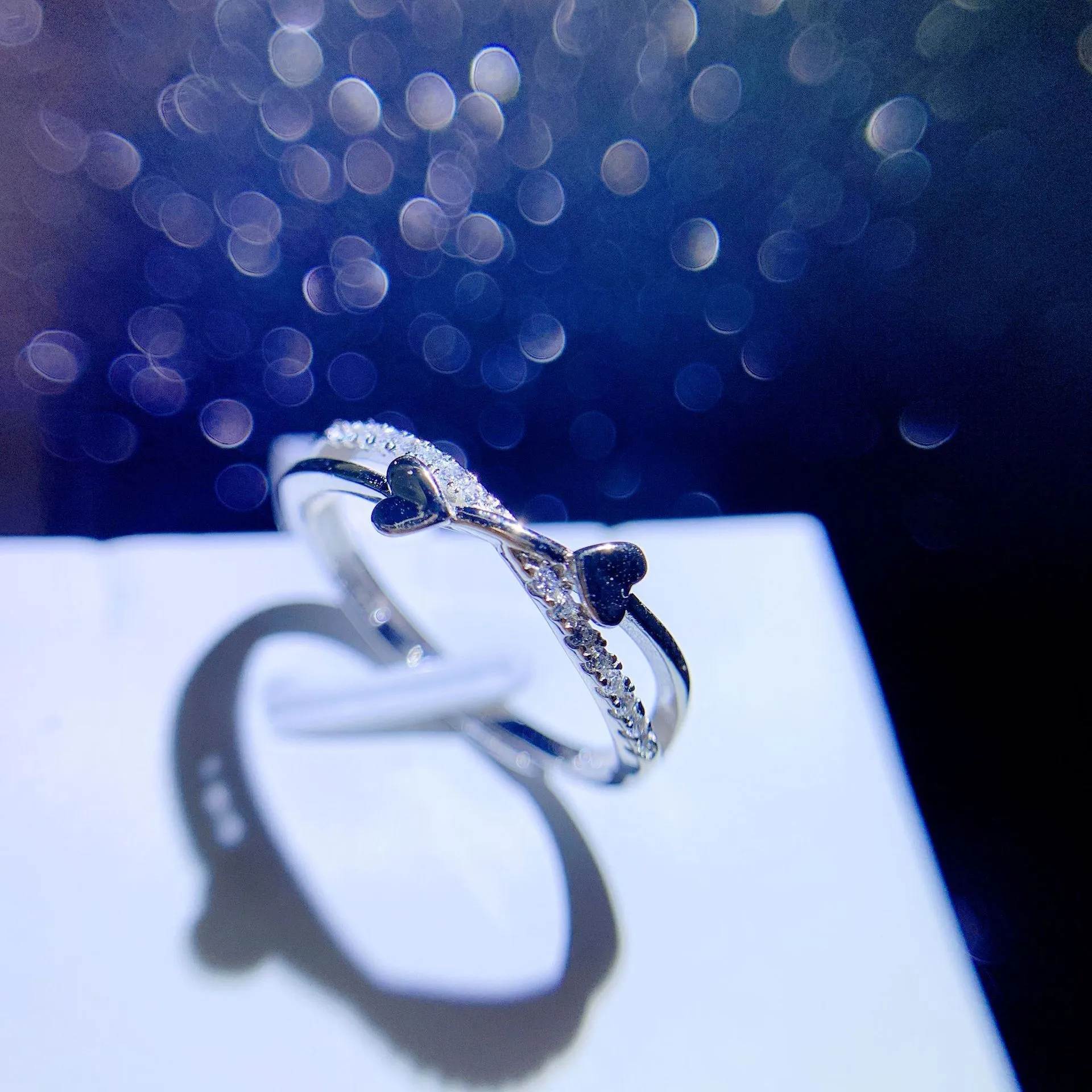 Hainon European and American white zircon Ring s925 silver heart ring fashion jewelry for girl wholesale 1