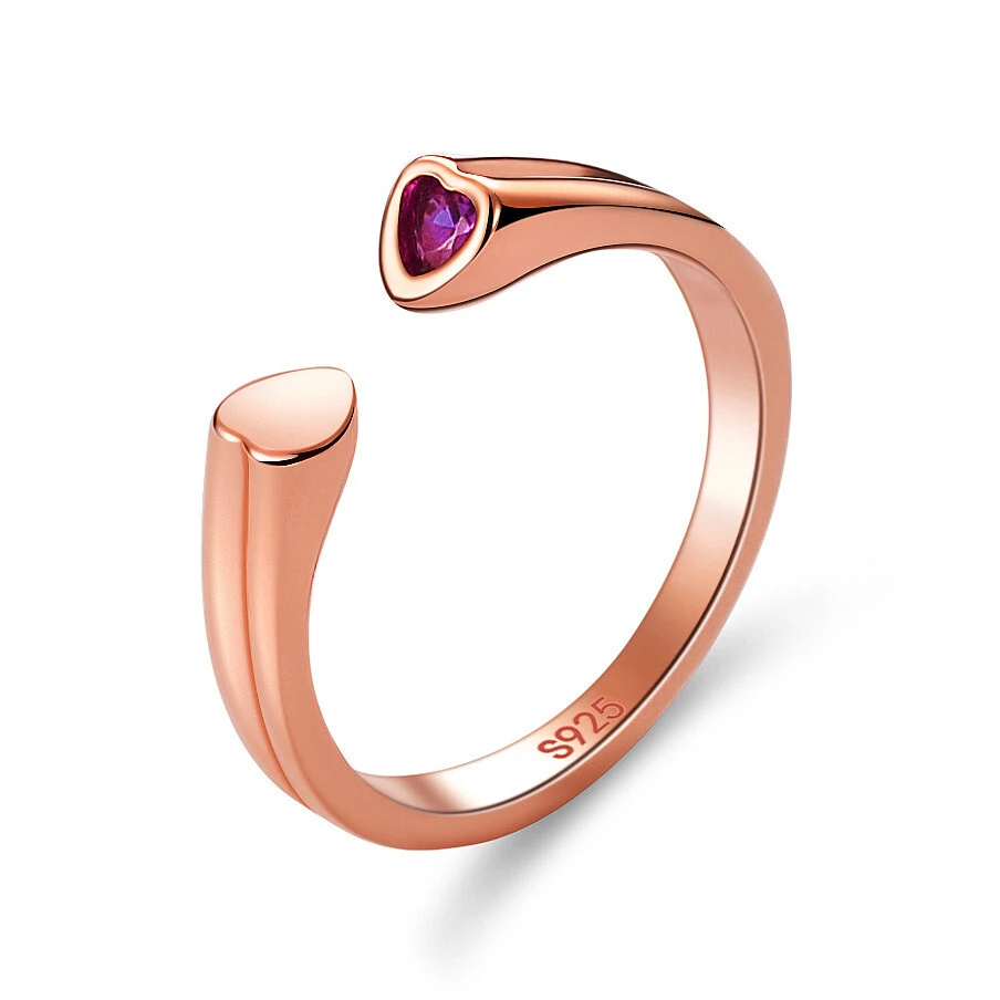 Hainon red zircon ring European and American niche design love ring jewelry for girl open ring wholesale 1