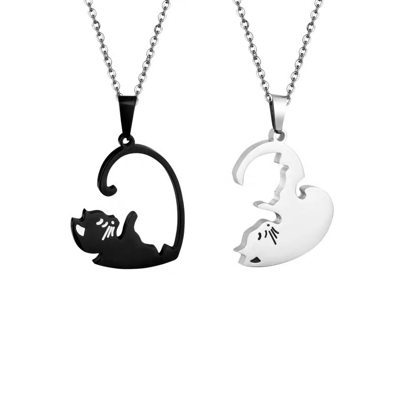 Hainon New Fashion Creative Couple necklace Heart Pendant Necklace Valentine's Day Gift jewelry Set 1