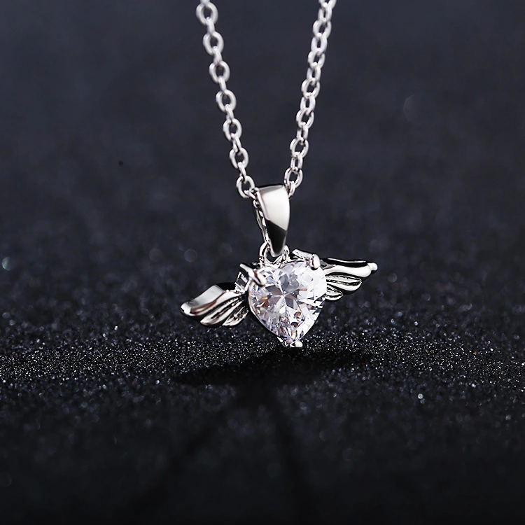 Hainon Ladies love clavicle chain simple fashion necklace jewelry angel wings zircon necklace wholesale 1