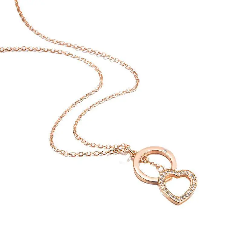 Hainon Sterling silver love heart shape necklace niche clavicle chain wild design pendant necklace jewelry 1