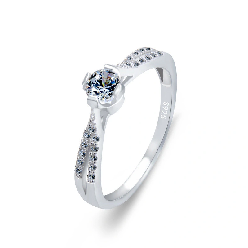 Hainon sterling silver ring women white zircon Romantic Micro-inlaid silver rings wedding jewelry wholesale 1