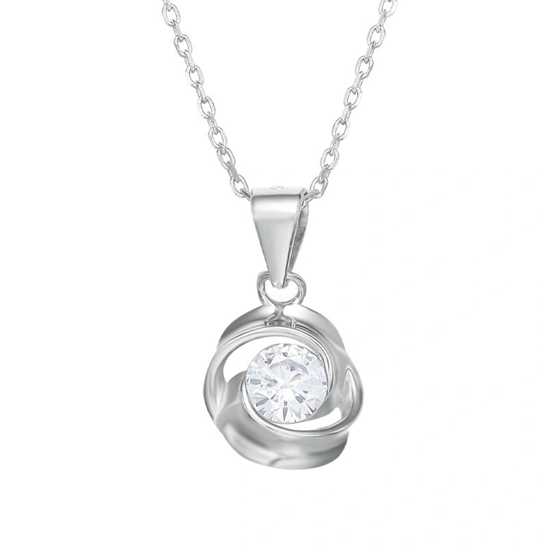 Hainon sterling silver necklace round white zircon romantic Valentine's Day gifts jewelry necklace women wholesale 1