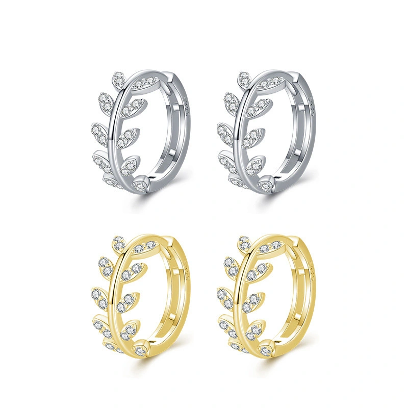 Hainon zircon sweet and versatile individual hoop earrings s925 sterling silver earrings Gift card flannel bag set 1