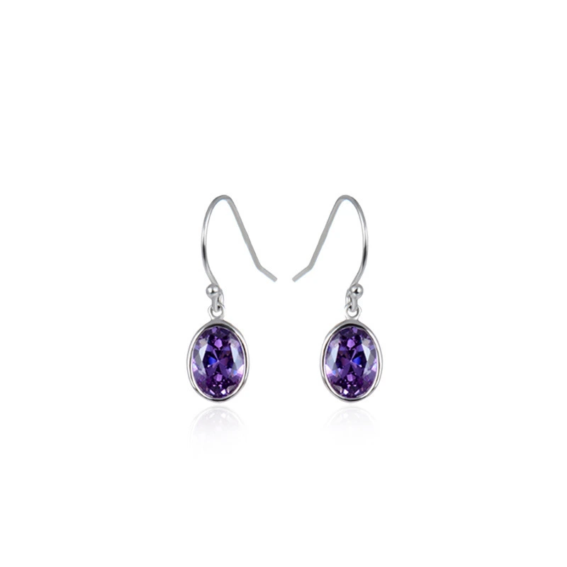 Hainon Fashion S925 Silver Earrings jewelry Color Zircon Simple Style Drop Earrings Gift card flannel bag set 1