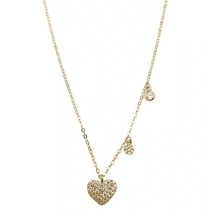 Hainon S925 sterling silver diamond love necklace temperament simple heart exquisite niche clavicle chain 1