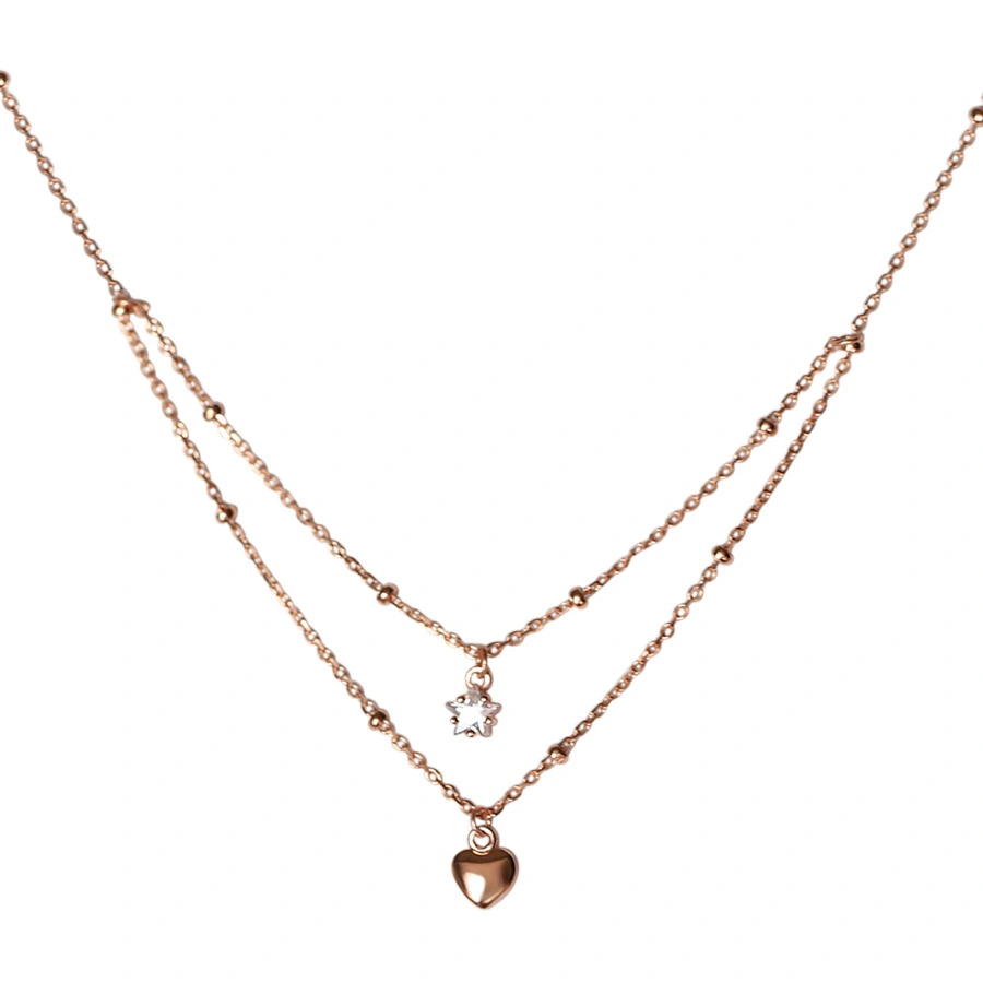 Hainon S925 sterling silver double layer star necklace love clavicle chain simple and versatile wholesale 1