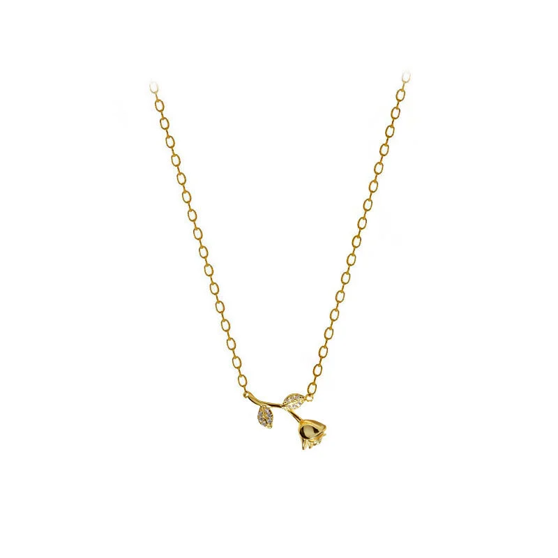 Hainon S925 sterling silver rose symphony necklace female female simple design clavicle chain female 1