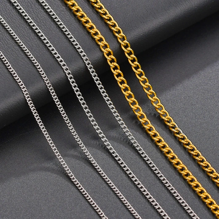 2020 New Stainless steel 2-3mm Cuban chain necklace Jewelry accessories chain wholesale factory Cuban chains men 1