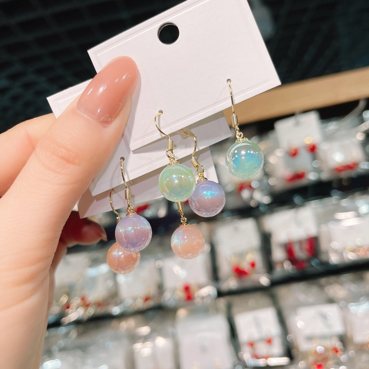 Hainon 2022 Rainbow Pearl Mermaid earrings luxury drop earrings Shiny fashion jewelry wholesale 1