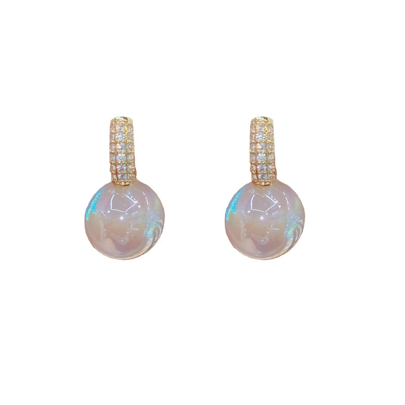 Hainon 2022 Elegant stud earrings women Mermaid Pearl Colorful round pearl earrings Fashion Jewelry 1